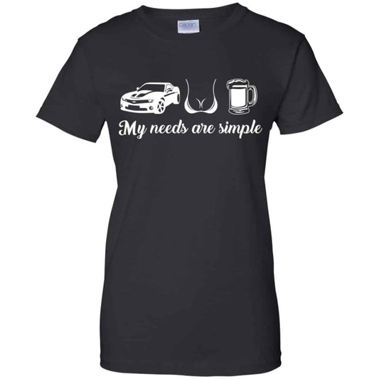 
	My Needs Are Simple Camaro Boobs And Beer Shirt, Hoodie, Tank