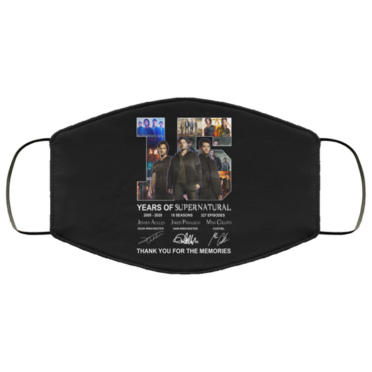 15 Years Of Supernatural Thank You For My Memories Face Mask