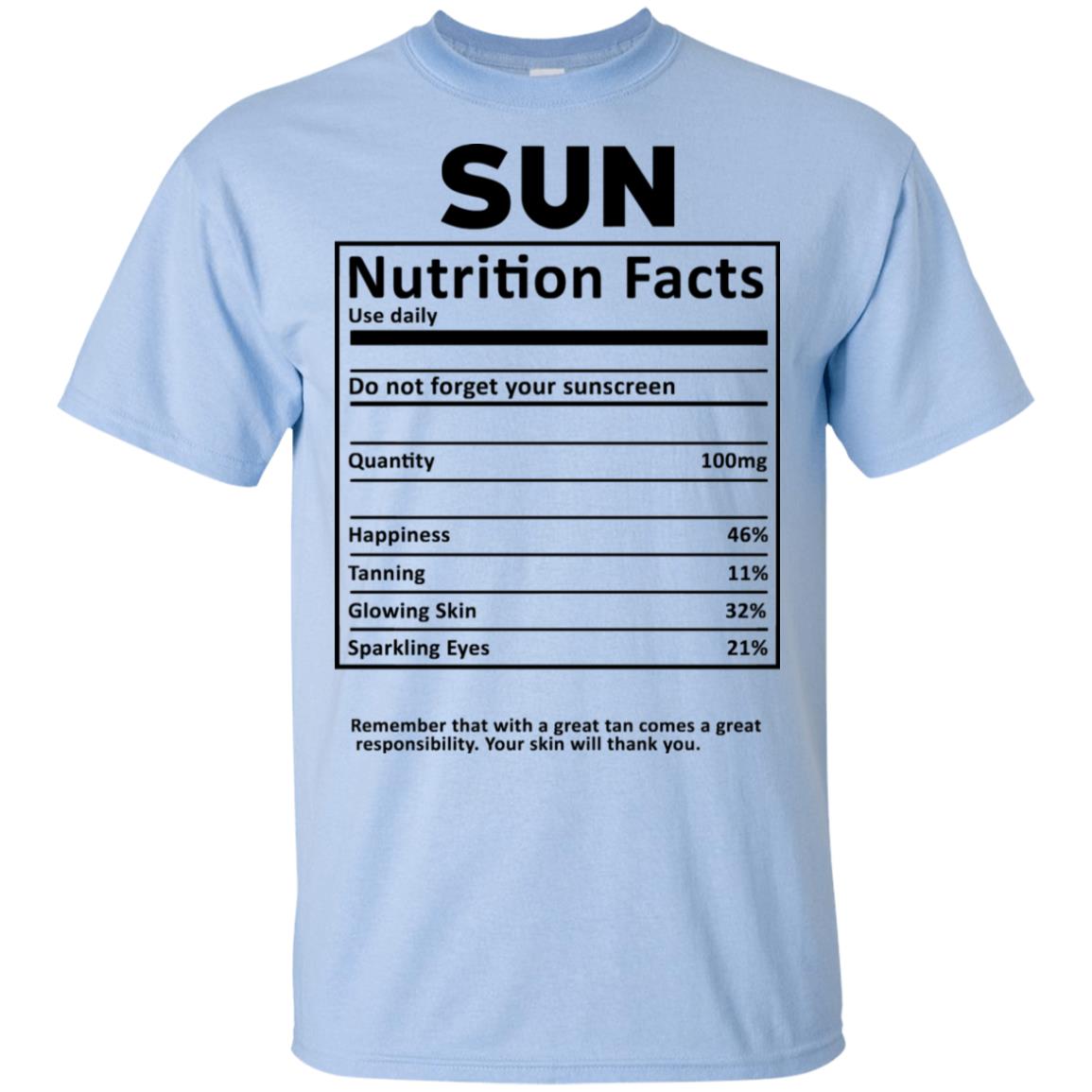 Sun Nutrition Facts T-Shirts, Hoodie, Tank