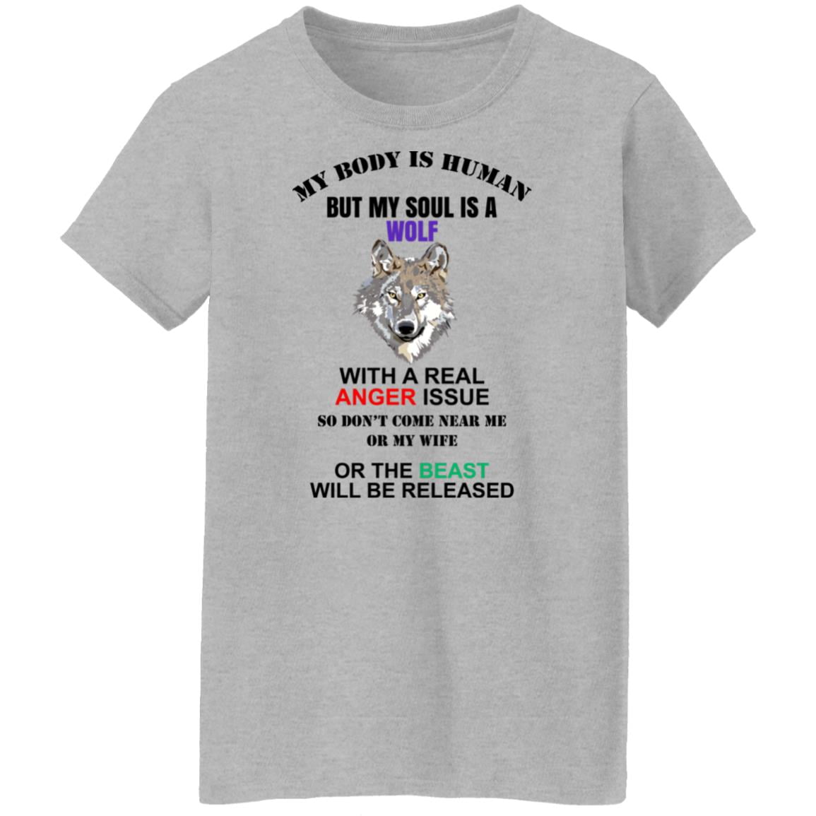 My Body Is Human But My Soul Is A Wolf With A Real Anger Issue Shirt, Hoodie, Tank