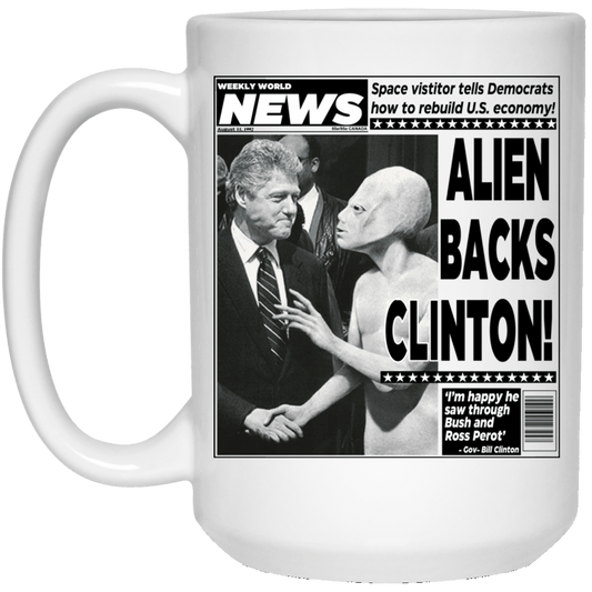 Vintage World News Alien Backs Clinton Mug