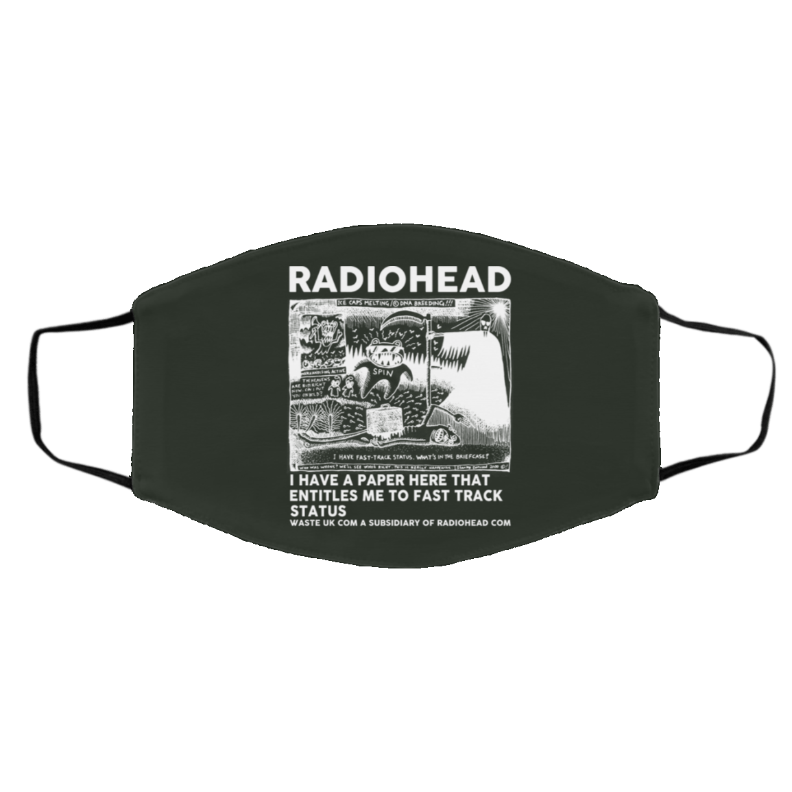 Radiohead I Have A Paper Here That Entitles Me To Fast Track Status Face Mask