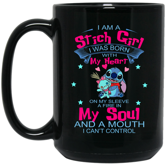
	I Am A Stich Girl Was Born In With My Heart On My Sleeve Mug