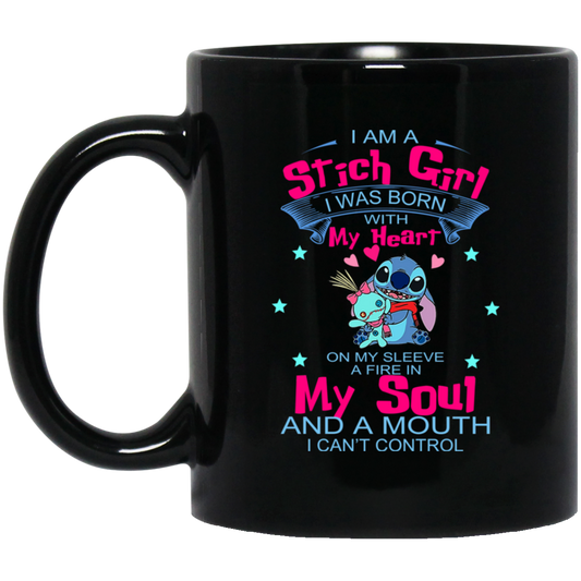 I Am A Stich Girl Was Born In With My Heart On My Sleeve Mug