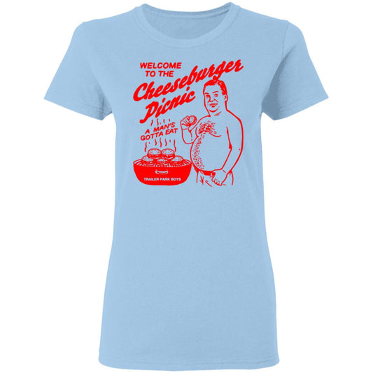 
	Welcome To The Cheeseburger Picnic A Man’s Gotta Eat Trailer Park Boys Shirt, Hoodie, Tank