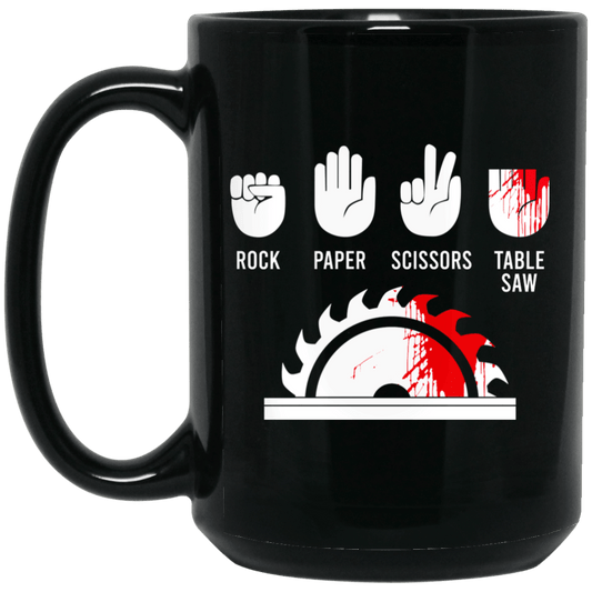 Rock Paper Scissors Table Saw Mug