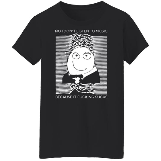 
	No I Don’t Listen To Music Because It Fucking Sucks Shirt, Hoodie, Tank