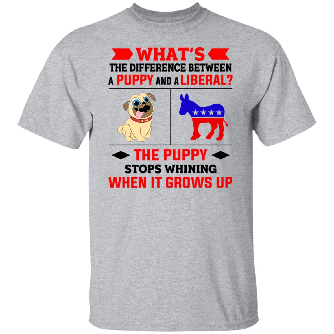 What’s The Difference Between A Puppy And A Liberal The Puppy Stops Whining When It Grows Up Shirt, Hoodie, Tank