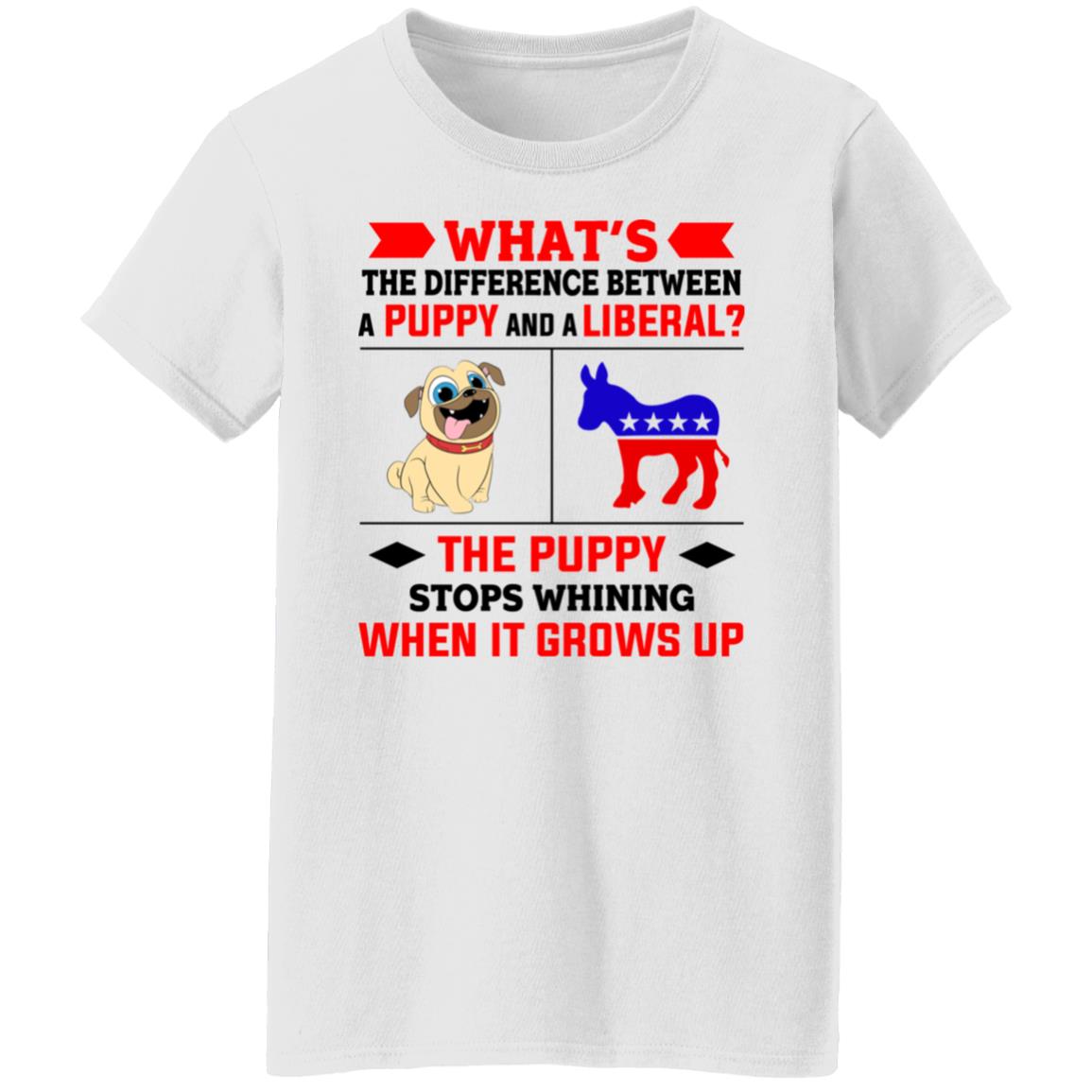 What’s The Difference Between A Puppy And A Liberal The Puppy Stops Whining When It Grows Up Shirt, Hoodie, Tank
