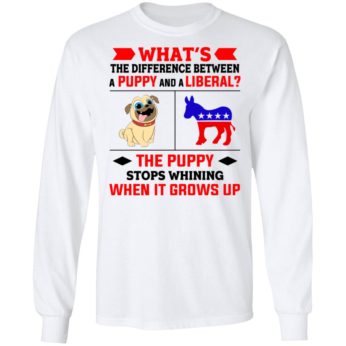 What’s The Difference Between A Puppy And A Liberal The Puppy Stops Whining When It Grows Up Shirt, Hoodie, Tank