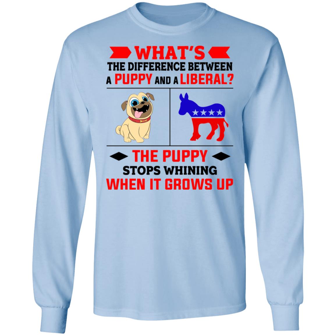 What’s The Difference Between A Puppy And A Liberal The Puppy Stops Whining When It Grows Up Shirt, Hoodie, Tank