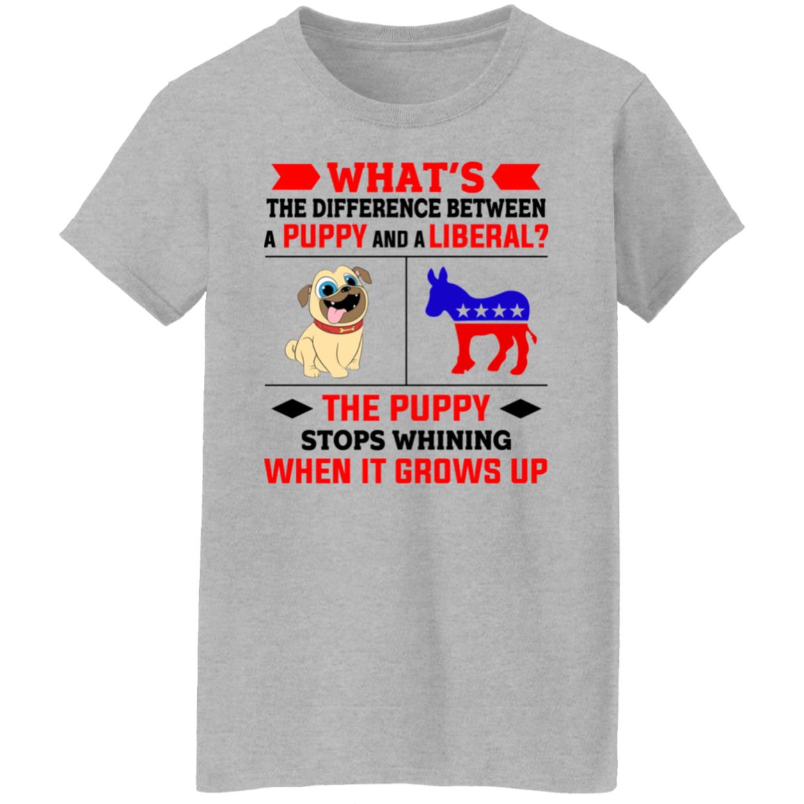 What’s The Difference Between A Puppy And A Liberal The Puppy Stops Whining When It Grows Up Shirt, Hoodie, Tank