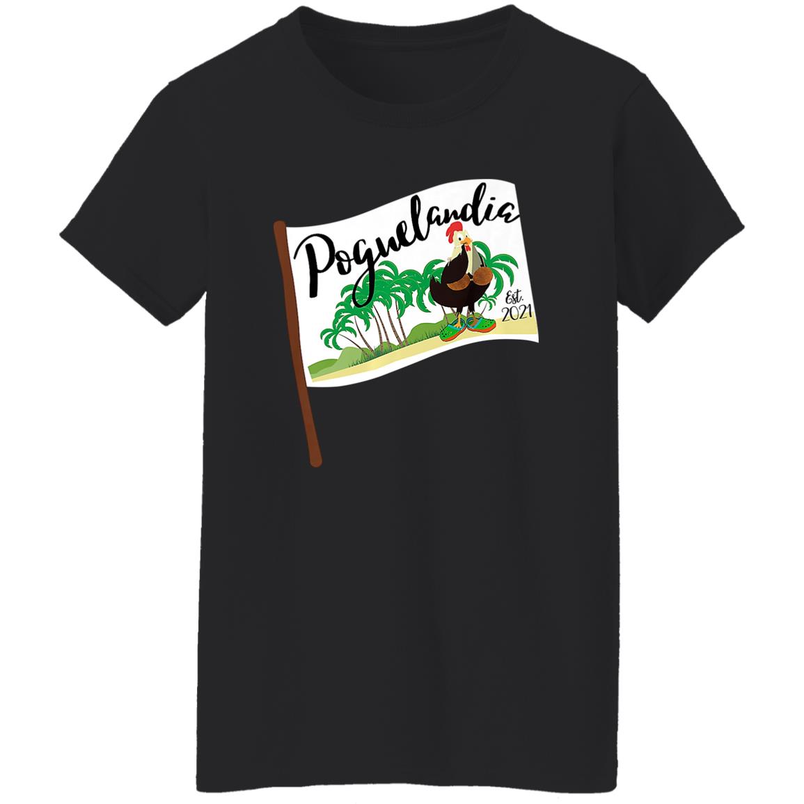 
	Poguelandia Flag With Chicken In Coconut Bra Shirt, Hooodie, Tank