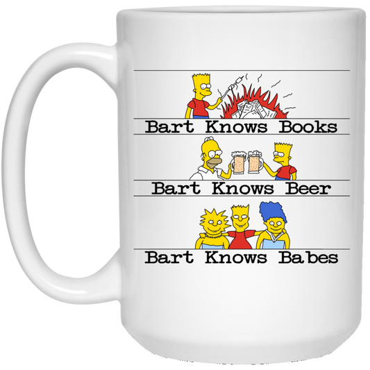 
	Bart Knows Books Bart Knows Beer Bart Knows Babes The Simpsons Mug