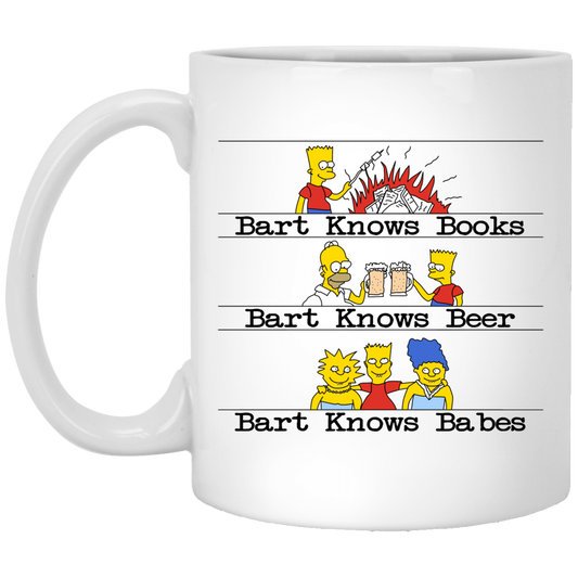Bart Knows Books Bart Knows Beer Bart Knows Babes The Simpsons Mug