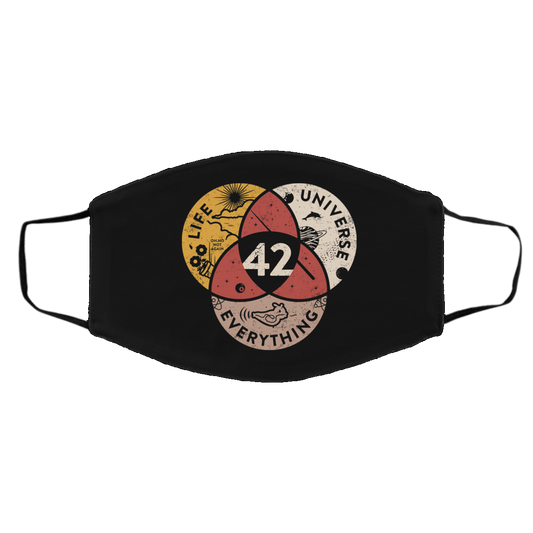 Science 42 Angel Number Life Universe Everything Number 42 Face Mask