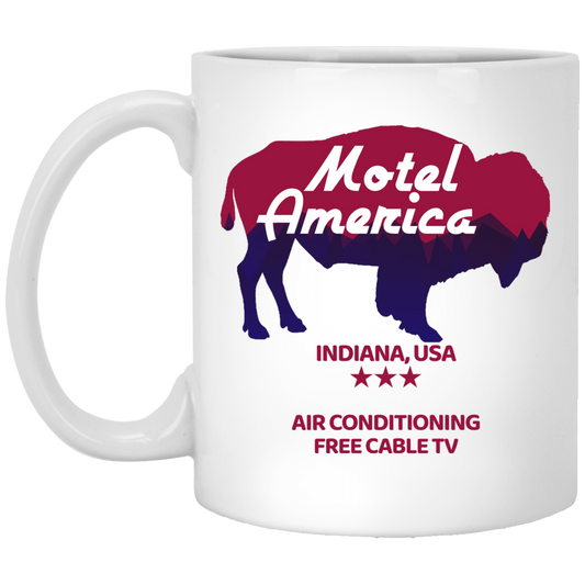 
	Motel America Indiana USA Air Conditioning Free Cable TV Mug